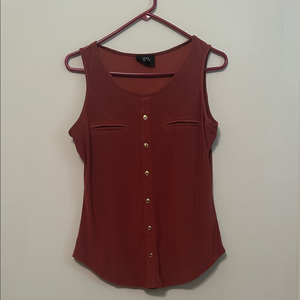 Chic Rust Button-Down Tank Top